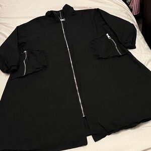 Stylish Black Asymmetrical Dress with Zipper Detail